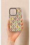 iPhone 14 Pro Compatible Tile Tulip Patterned Silicone Case