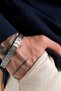 Shagrat Silver Color Stainless Steel Geometric Pattern Watch Band Formed Men's Bracelet 11.5 mm