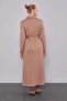 Suede Garnished Cashmere Dress Camel - 4