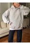 Hooded Stone Embroidered Oversize Sweatshirt - 6