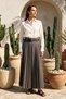 Pile and Waistband Belt Detailed Skirt 420169 Gray - 3