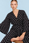 Women's Double-Breasted Belted Black Two-Piece Pajama Set 4803 - 3