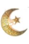 فانوس رمضان مضيء بطول 30 سم، هلال ذهبي ثلاثي الأبعاد مع 20 مصباح LED لعيد مبارك - 5