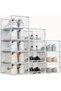 Stackable Clear Shoe Storage Boxes 12 Pack, 33.5 x 24 x 14 cm