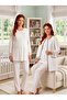 New Season Ecru Winter Quilted Button Detailed Special Design Long Sleeve Maternity Pajama Set 3-Piece Set - 3