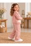 Kids, Girls, Powder Pink, Rabbit Patterned Knitwear Cardigan, Long Sleeve Top and Pocket Detailed Trousers 3-Piece Set - 2