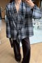 Front-Tie Plaid Shirt - 2