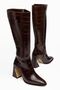 Brown Crocodile Women's Thick Heeled Boots