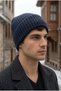 Men's Navy Blue Winter Siberian Beret Soft Wool Textured Windproof Folded Beret - 4