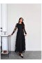 Floral Appliqué Long Flared Dress - 6