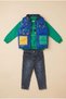 Inflatable Vest with Panda Figure, Sweatshirt and Jean Pants Baby Boy Set - 2