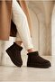 Women'S, Stone Detailed, Fur Lined, 4 cm Thick Sole Ankle Boots - 6