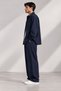 Kombin Old Money Shirt Jacket Wide Leg Trousers Set Navy Blue - 3