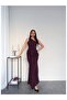 One-Shoulder Long Dress with Waist Buckle