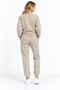 3-Piece Women's Tracksuit Set Crew Neck Top and Bottom with Soft Fleece Inside Smoked Gray Brown Black Stone - 4