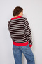 Zippered Polo Collar Striped Knit Sweater Brown - 3
