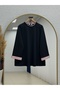 Mihrişah Collar and Sleeves Decorated Tie-Up Sweatshirt-Eu3521 Black - 2