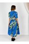 Lady Belted Double Breasted Short Sleeve Dress Women's Blue - 6