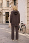 1051 Suit with Glitter Thread Detail on the Sides and Pants in Brown - 5