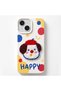 غطاء متوافق مع هاتف Apple iPhone 15، بتصميم "ستيتشد بابي بلش" (Stitched Puppy Plush)، يحمل شعار "كلب سعيد".