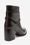 Denny Brown Leather Women's Thick Heeled Boots - 7
