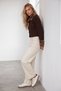 Women's Cream High Waist 5-Pocket Denim Trousers Alc-X15724 - 5