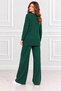 Women's Crew Neck and Side Gold Button Detailed Ribbed Knitwear Tunic Trousers Double Slit Set - 7