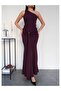One-Shoulder Long Dress with Waist Buckle - 3