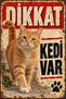 Attention There Is a Cat Sarman Cat Retro Metal Sign Decorative Wall Sign 30X40 cm
