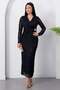 Double-Breasted Collar Buckle Glittery Long Sleeve Dress Grs4169 - 4