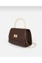 Women's Hand and Shoulder Bag with Thin Handle, Chain Strap and Lock Cover - 3