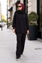 Knitted Sweater Set with Scarf Black Hm2960 - 5