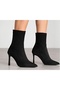 Shoes Black Suede Pointed Toe Thin Heeled Stretch Boots - 3