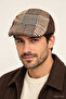 Unisex Patchwork Cap Hat Classic Model with Plaid and Herringbone Pattern - 2