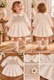 Baby, Girl, Ecru, Muslin, Baby Collar, Lace and Floral Detail, Long Sleeve Dress - 4