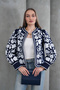 Women's Navy Blue Floral Embroidered Bohemian Jacket Qs705 - 5