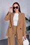 Women's Camel Double-Breasted Collar Masculine Blazer Nj194 - 2