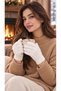 Women's Plush Long Finger White Gloves - 2