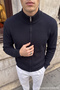 Kayes Corduroy Stand Collar Zippered Regular Fit Men's Knitwear Cardigan
