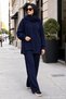 Knitted Sweater Set with Scarf Navy Blue Hm2960