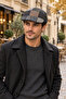 Unisex Patchwork Cap Hat Classic Model with Plaid and Herringbone Pattern - 4