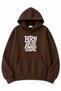 Born to Be Printed Oversize Sweatshirt with Kangaroo Pocket