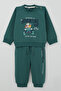Baby Boy Tracksuit Set Adventurous Driver Animals Printed 6 Months - 2 Years, Petrol Green