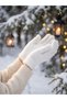 Women's Plush Long Finger White Gloves - 3