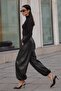 Black Leather Balloon Women's Trousers Mg2924 - 2