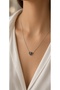 Silver Color -Letter'C'- Shaped Heart Detailed Minimal Thin Chain Steel Necklace-Non-Tarnish-45Cm - 2