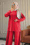 6574 - Stylish Comfortable Knitted Modal Fabric Casual Trousers with Elastic Detail at the Leg Cuffs Women's Set - 4