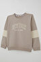 Boy's Tracksuit Set with Lettering Printed on the Sleeves and Block Pattern, Ages 4-9, Mink - 6