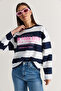 Women's Oversize Striped New York Printed Sweatshirt Mb9575 60286590 - 4