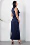 Crew Neck Slit Front Flowy Dress Grs4126 - 7
